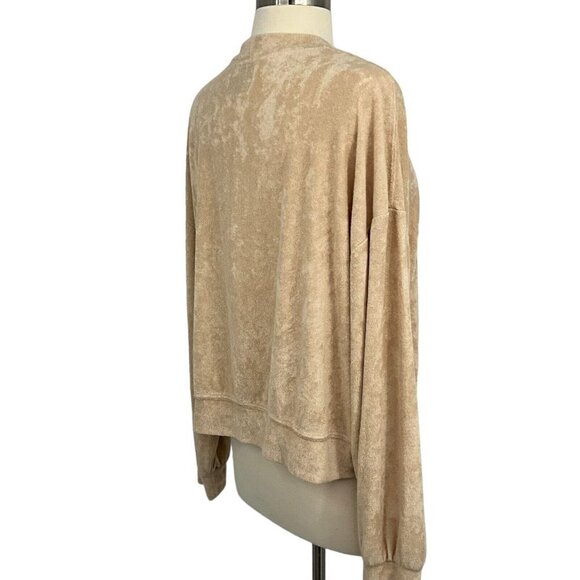 Anthropologie All Fenix S French Terry Sweatshirt Tan Long Sleeve Crew Neck - Picture 3 of 9